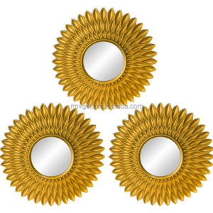 Home Wall Decoration Plastic Gold Round Mirrors Nordic Modern Art Luxury Wall Decor Glass Mirror for Bedroom Living Wall Decor