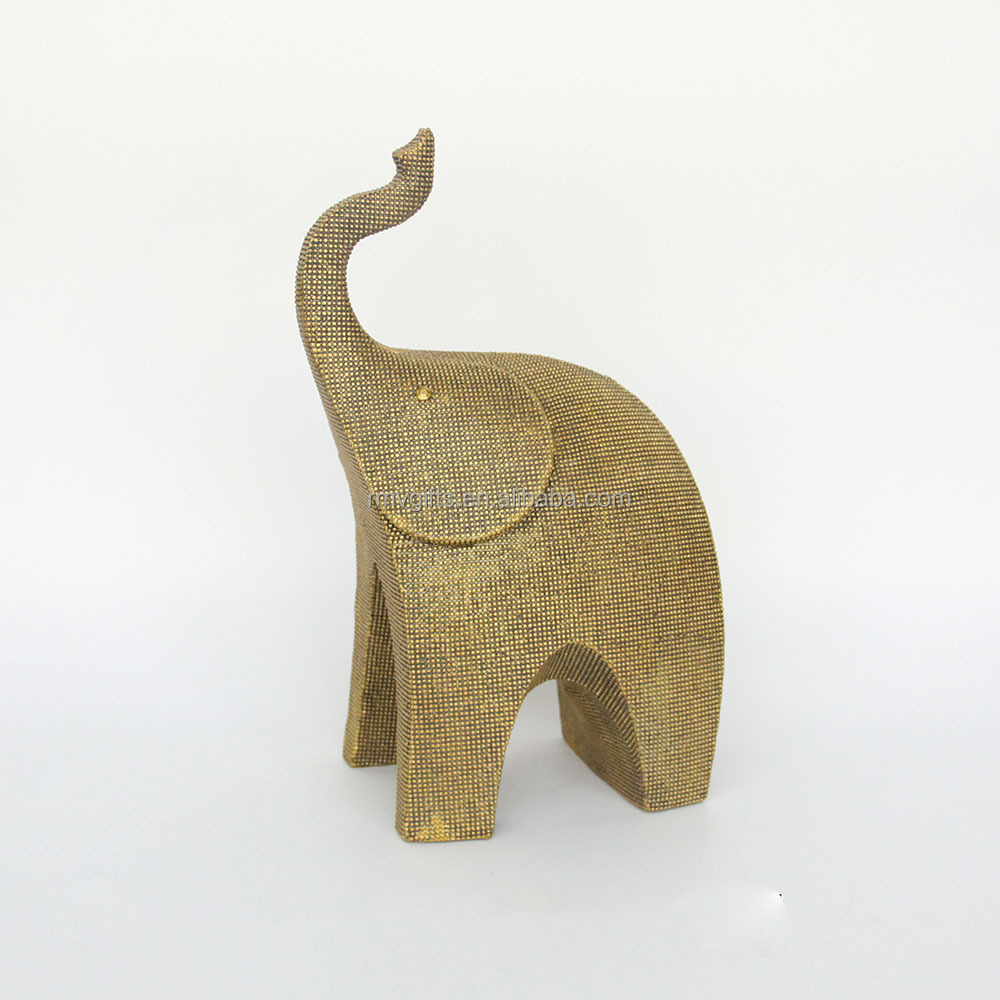 Quanzhou Creative Gifts Resin Silver Elephant With Glitter Home Decoration Lucky Elephant Figurine