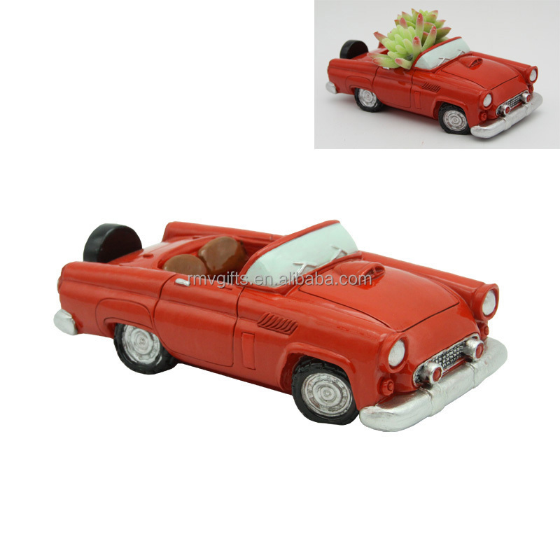 Popular Giftware Funny Cool Car Shaped Handicrafts Planters Resin Succulent Decorated Flower Pots