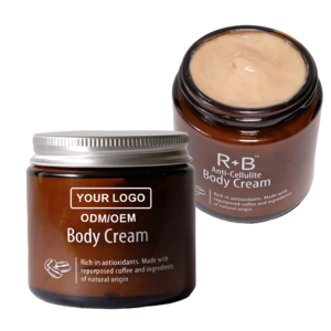 Natural coffee skincare face body cream scrub gel featuring a custom logo and a nourishing blend of ingredients for radiant skin