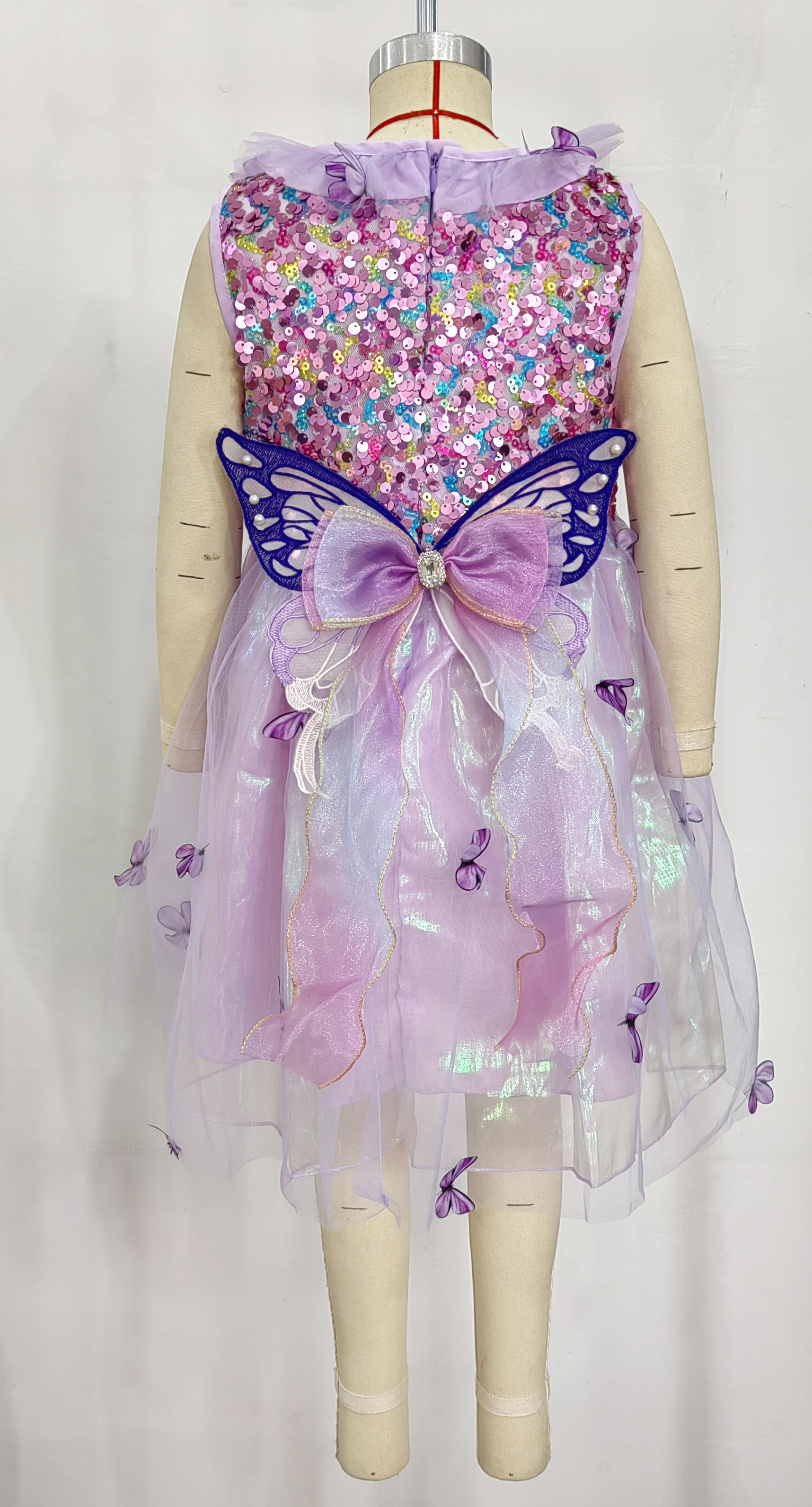 Girls  Fashion Summer Ceremonial Dress Performance Costumes Princess  Sequin  Butterfly Wings Dress