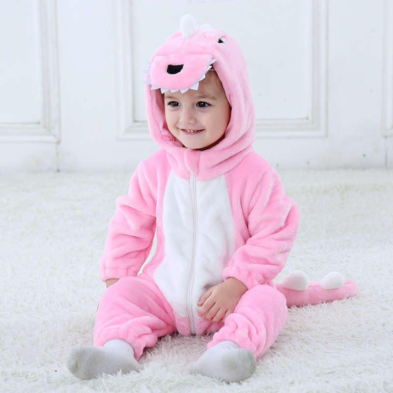 Halloween Cosplay Costume Animal Baby Pajama Cartoon Overalls Suit Polar Fleece Sleepwear dinosaur