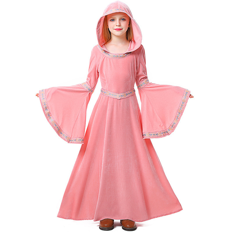 Halloween Scary Witch Costume Children Vampire Witch Dress Show Performing European Medieval Costumes