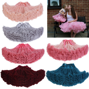 Womens 3-Layered Pleated  Solid Tulle Petticoat Tutu Puffy Party Cosplay Skirt