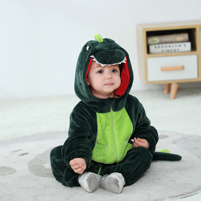 Halloween Cosplay Costume Animal Baby Pajama Cartoon Overalls Suit Polar Fleece Sleepwear dinosaur