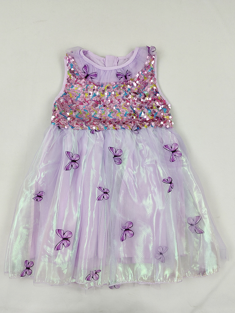 Girls  Fashion Summer Ceremonial Dress Performance Costumes Princess  Sequin  Butterfly Wings Dress