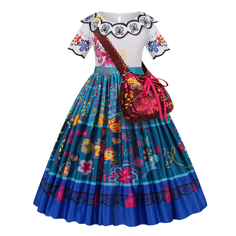 2024 Wholesale Girls Cosplay Costume Party Encanto Mirabel Costumes For Children