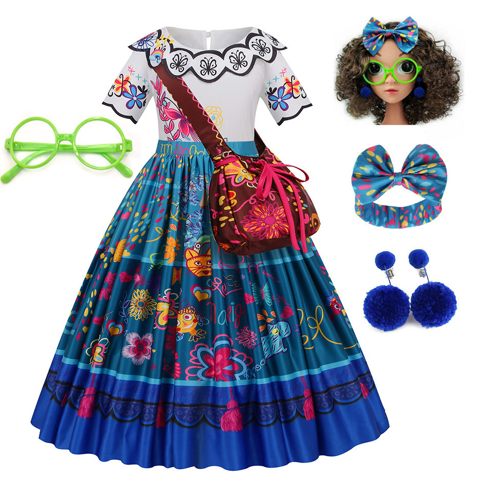 2024 Wholesale Girls Cosplay Costume Party Encanto Mirabel Costumes For Children