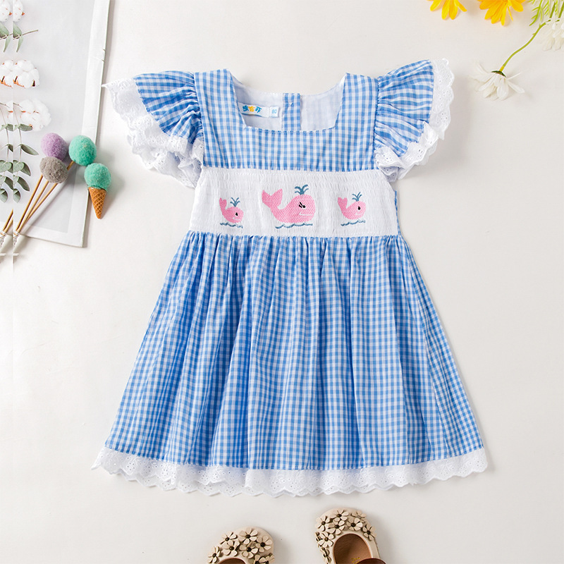 Toddler Girls Summer Dress 2023 Smocked Dress Children Clothing Wholesale