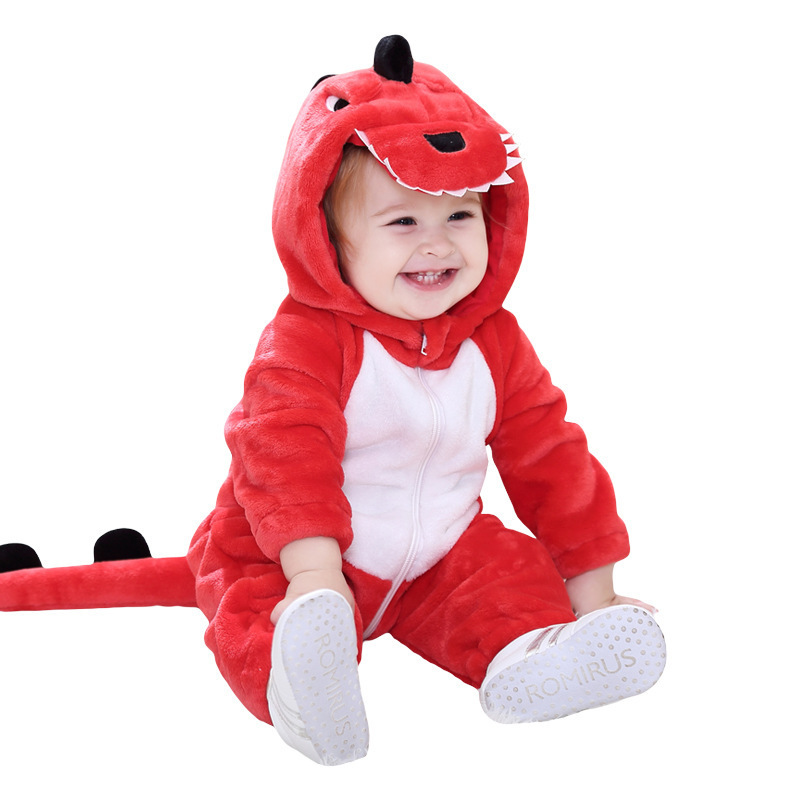 Halloween Cosplay Costume Animal Baby Pajama Cartoon Overalls Suit Polar Fleece Sleepwear dinosaur