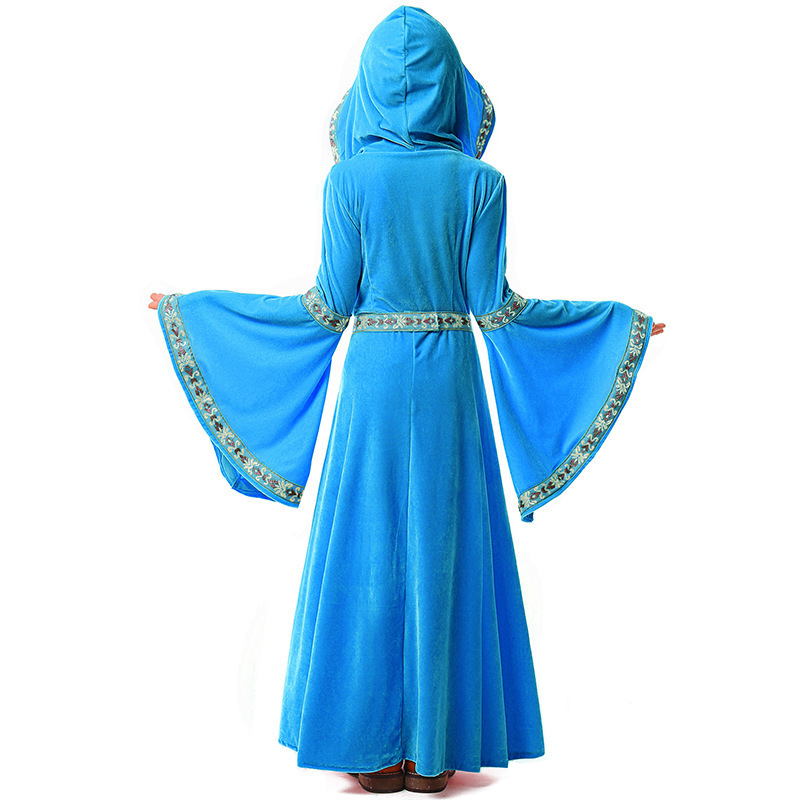 Halloween Scary Witch Costume Children Vampire Witch Dress Show Performing European Medieval Costumes