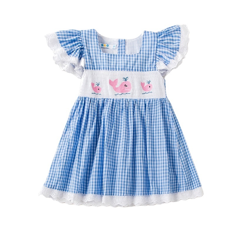 Toddler Girls Summer Dress 2023 Smocked Dress Children Clothing Wholesale