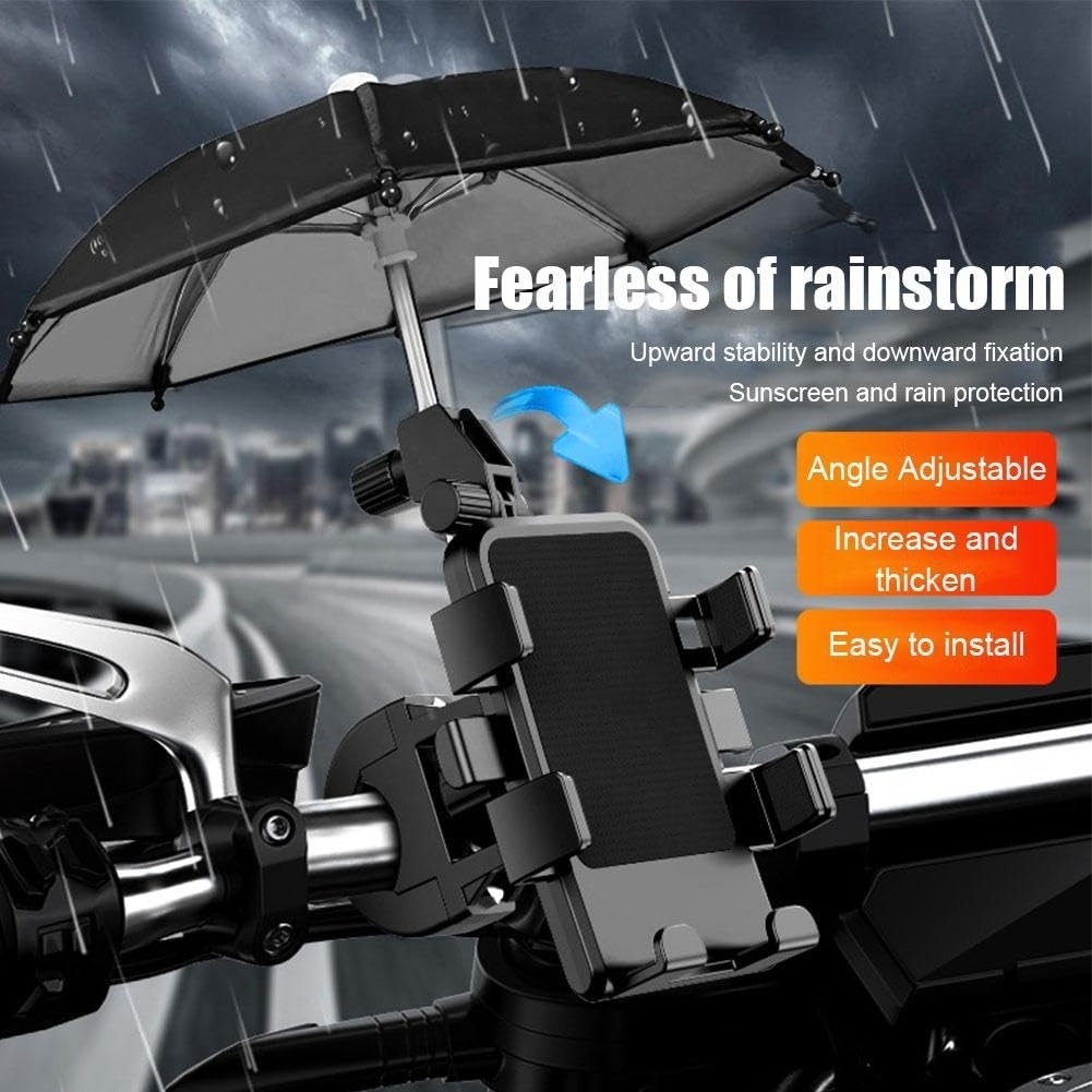 Fashion style ABS material 360 degree rotate bike motorcycle universal phone holder with a umbrella