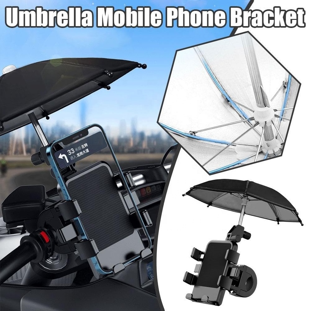 Fashion style ABS material 360 degree rotate bike motorcycle universal phone holder with a umbrella