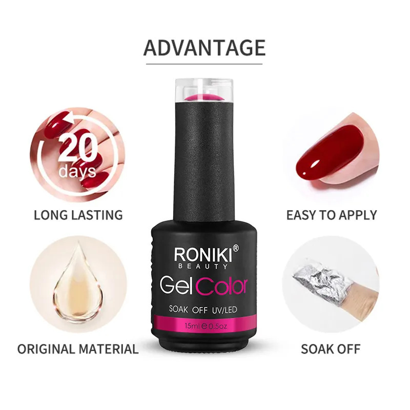 RONIKI HEMA and TPOfree sugar gel polish create your own brand korean nail gel polish 15ml custom logo nail color gel