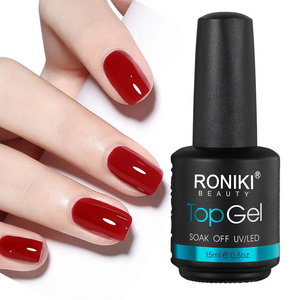 RONIKI 15ml Professional Super shine Clear Gel Nail Polish Clear Base Coat Top Coat soak off UV Gel No wipe Top Coat