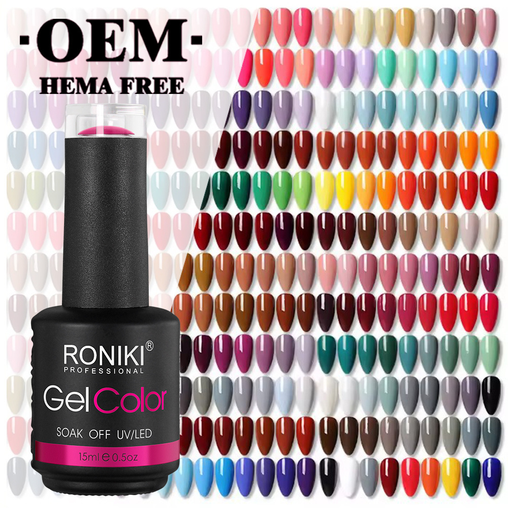 RONIKI HEMA and TPOfree sugar gel polish create your own brand korean nail gel polish 15ml custom logo nail color gel