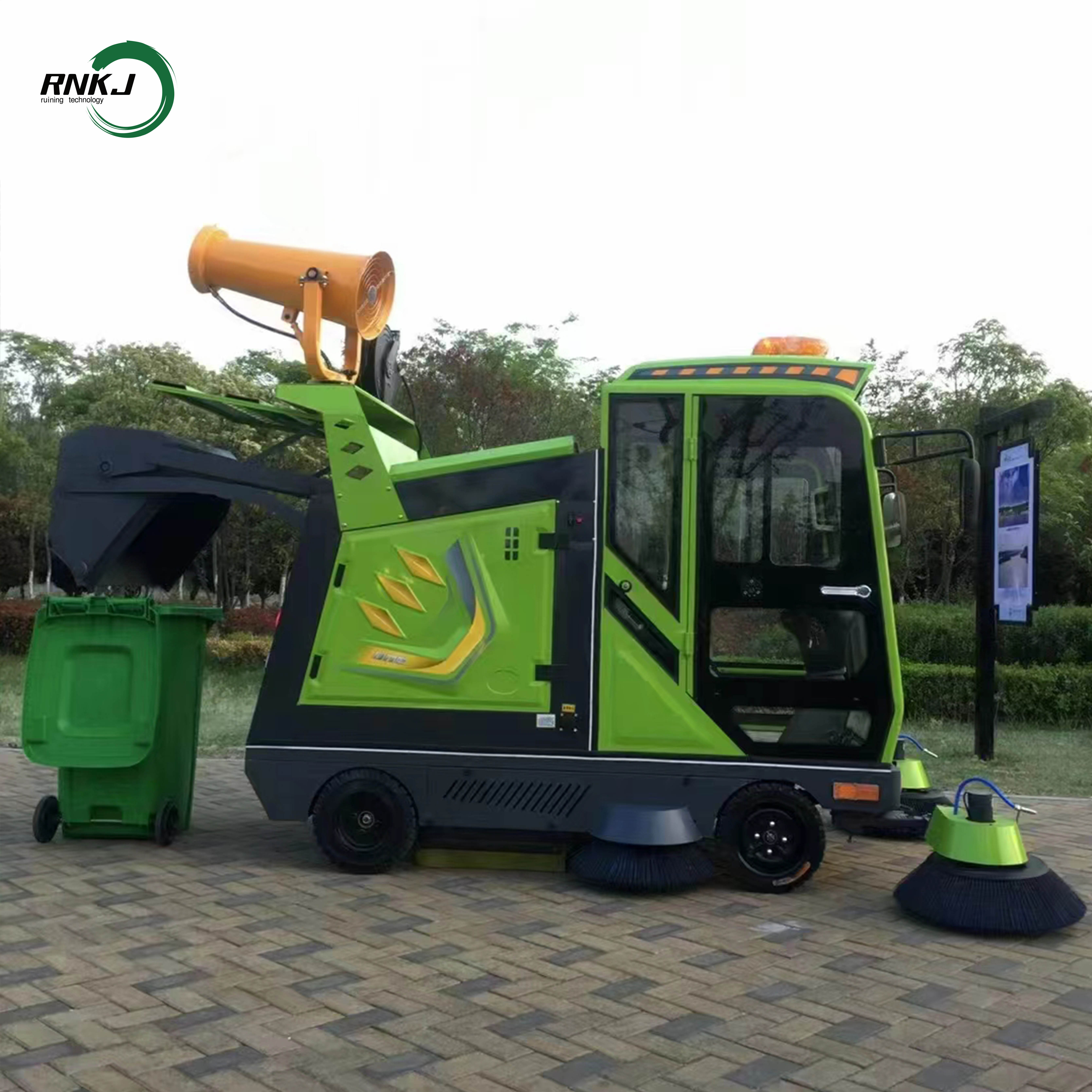 Artificial Grass Power Broom Electric enclosed auto cleaning equipment sweeper road sweeping machine