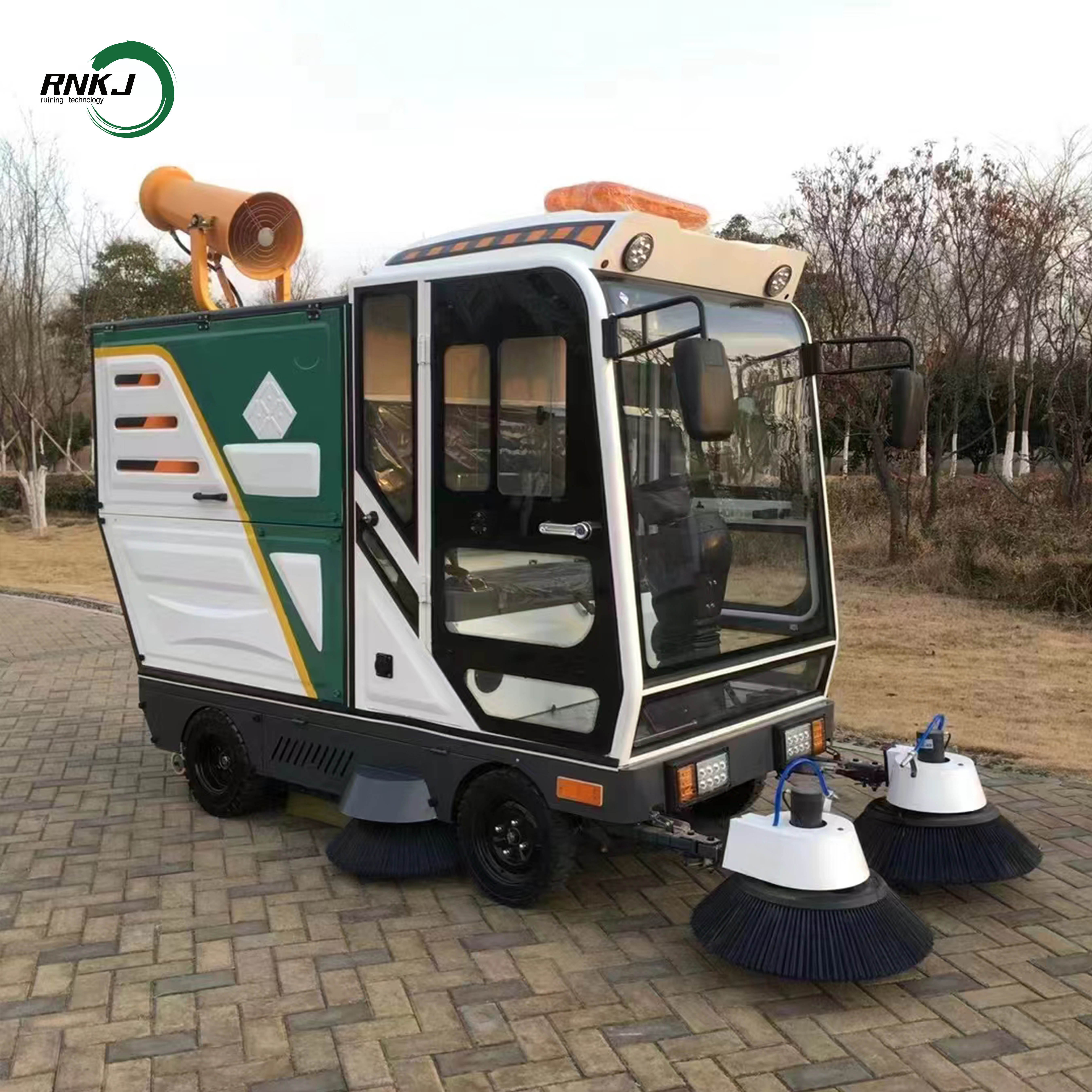 Artificial Grass Power Broom Electric enclosed auto cleaning equipment sweeper road sweeping machine