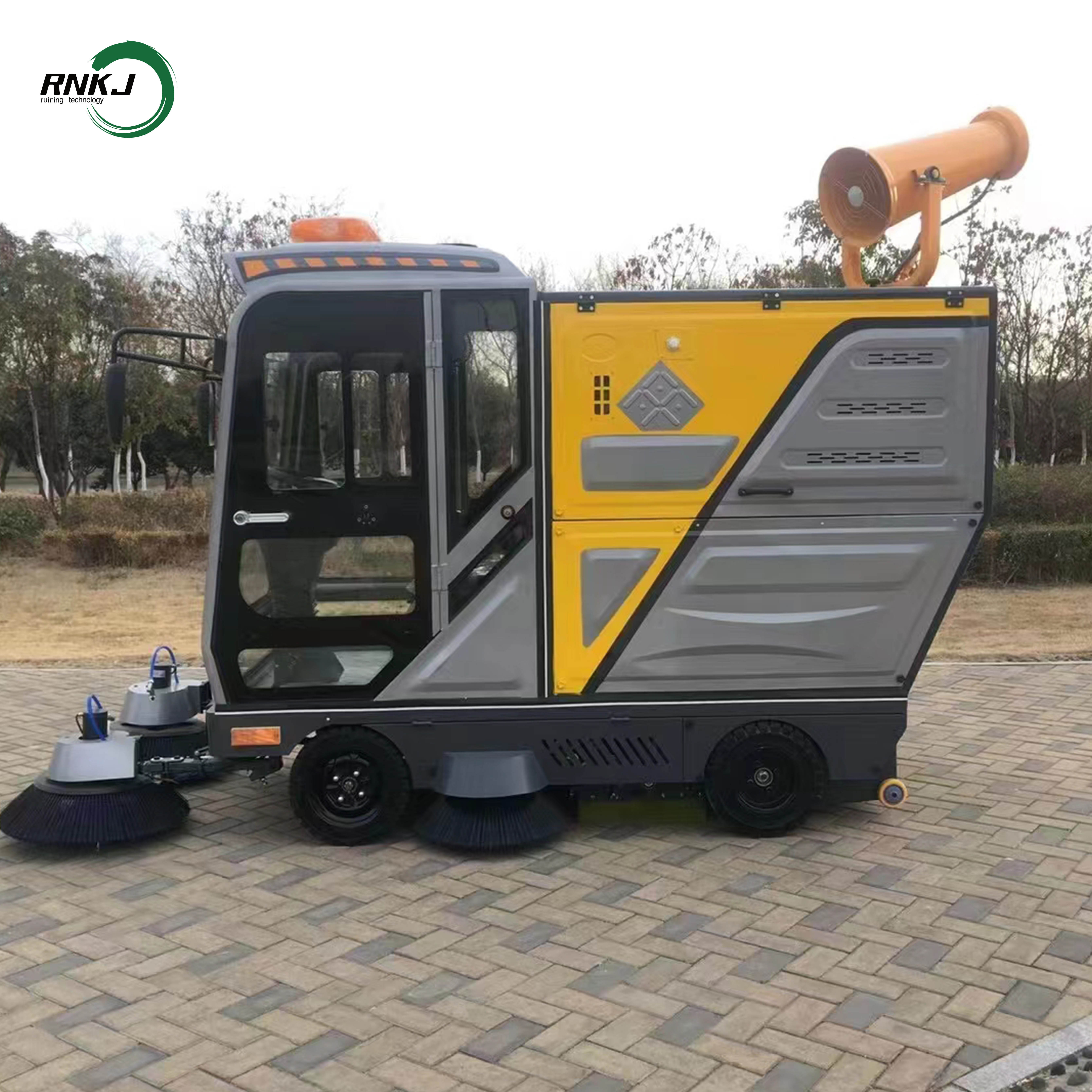 Suit specific road needs Ride-on battery Outdoor sweeper with high pressure water gun