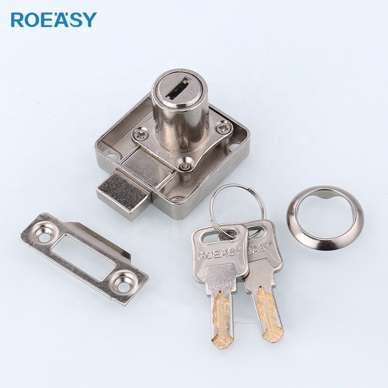 ROEASY 138-22 Furniture Lock Drawer Lock Cupboard Lock Zinc Alloy with 3MM Latch 22MM Cylinder Kitchen Toys Modern Nickel Plated