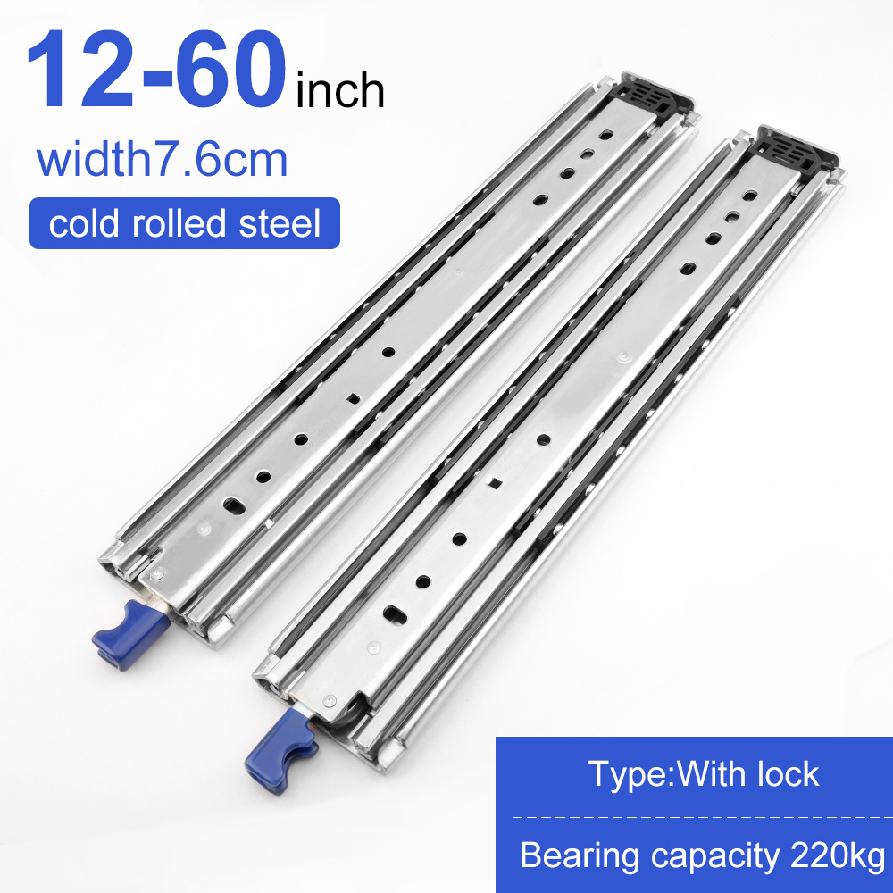 ROEASY 227kg 76mm Lock In Lock Out Ball Bearing Full Extension  heavy duty drawer slide rail tool box drawer slides