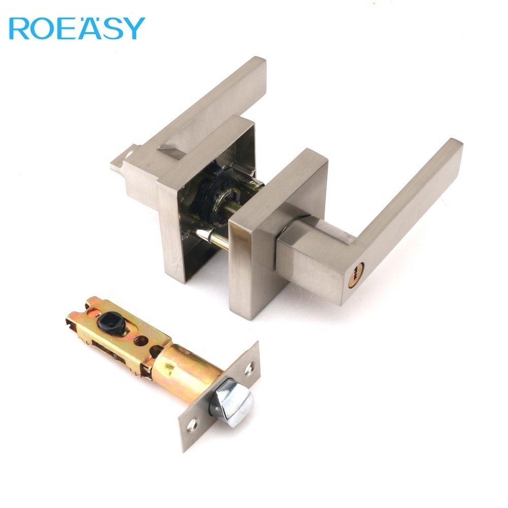 ROEASY Stain Nickel Door Handle Lock Interior Heavy Duty Door Lock Handle with Keys for Privacy Door Lockset