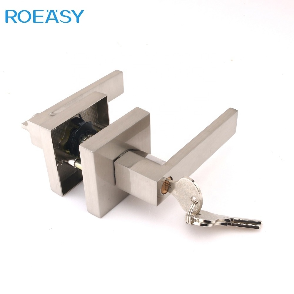 ROEASY Stain Nickel Door Handle Lock Interior Heavy Duty Door Lock Handle with Keys for Privacy Door Lockset