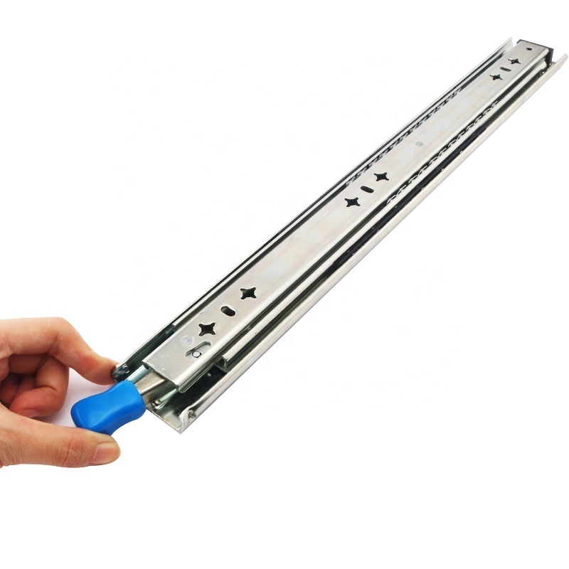 ROEASY 115kg/250lbs 53mm cabinet slide locking heavy duty telescopic drawer slides for industrial  drawer slides