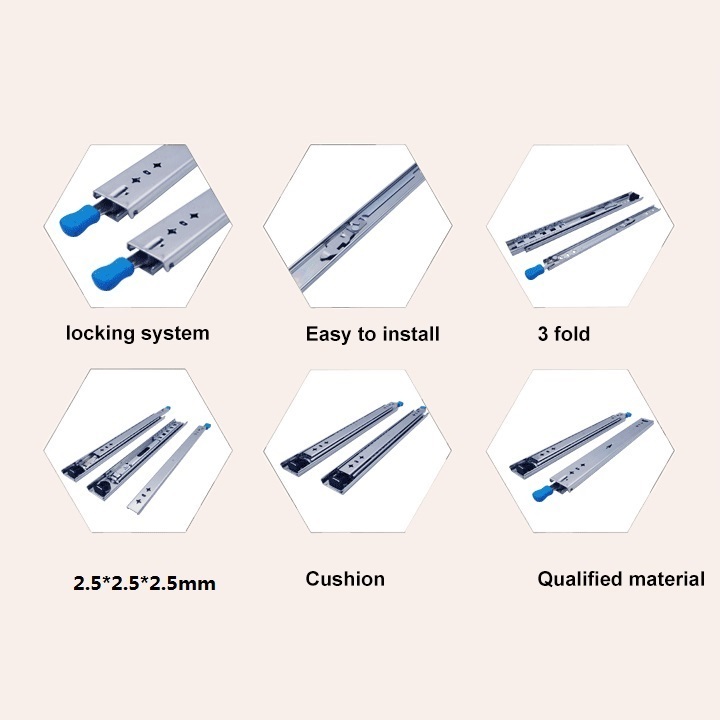 ROEASY Heavy Duty Mounting Furniture Cabinet Kitchen Drawer Slide Drawer drawer slides Telescopic Channel