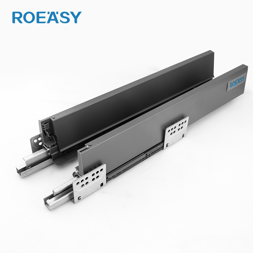 Roeasy Soft Close Double Wall Drawer Slide Undermount Drawer Channel System Full Extension Slim Box Kitchen Drawer Slide