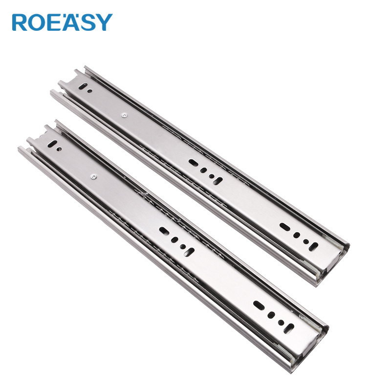 ROEASY Furniture Telescopic Channel Rail Kitchen 3-Fold Full Extension Ball Bearing Drawer Push Open Soft Close Drawer Slide