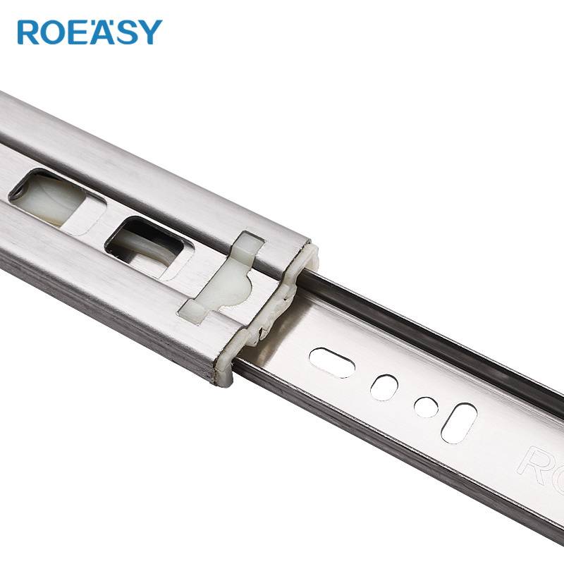 ROEASY Furniture Telescopic Channel Rail Kitchen 3-Fold Full Extension Ball Bearing Drawer Push Open Soft Close Drawer Slide