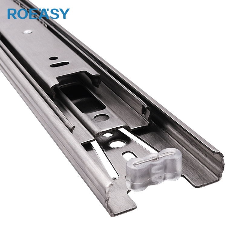 ROEASY Furniture Telescopic Channel Rail Kitchen 3-Fold Full Extension Ball Bearing Drawer Push Open Soft Close Drawer Slide