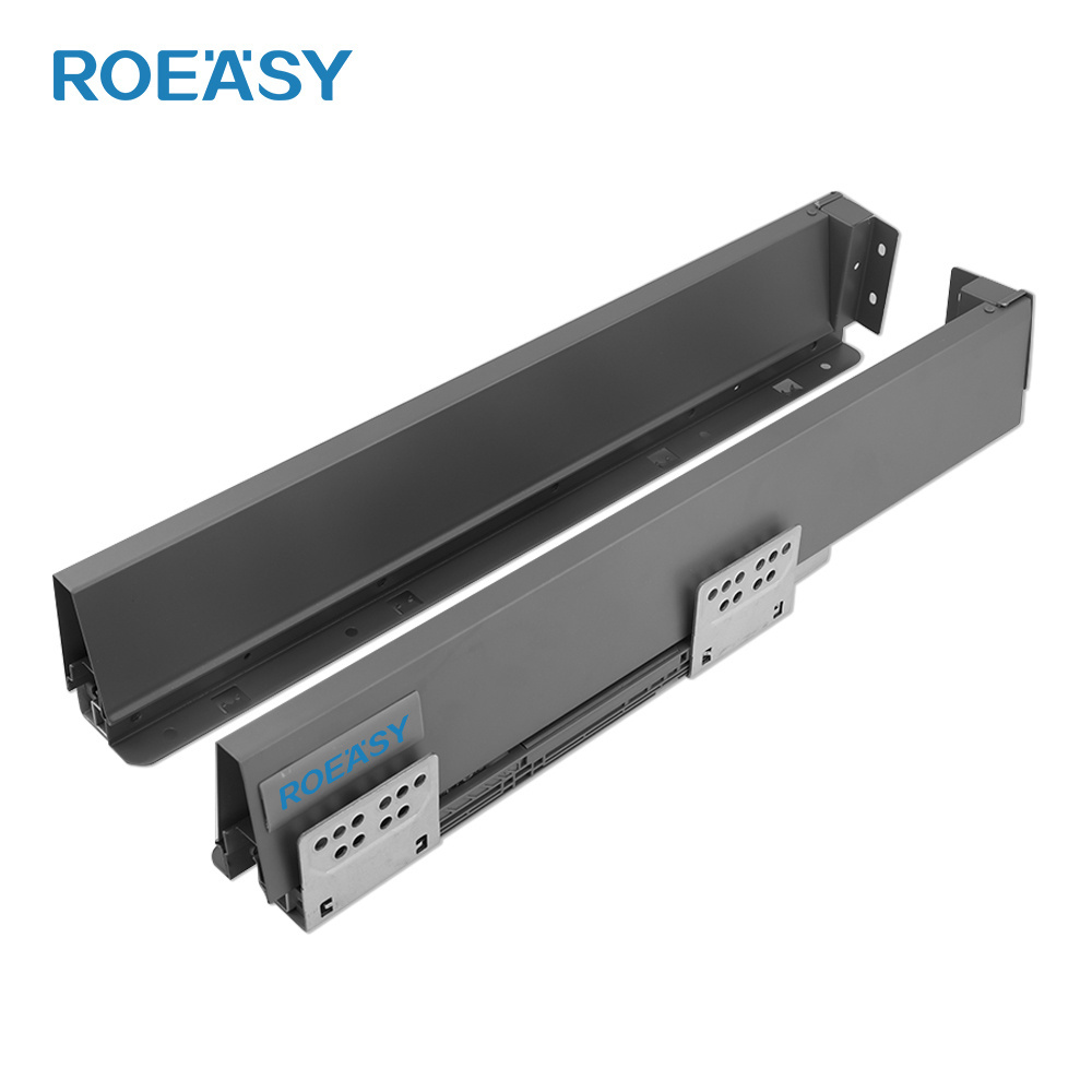 Roeasy Cabinet Drawer Slide Soft Close Runner Metal slim Box Drawer System Drawer Slide For Kitchen Hardware box