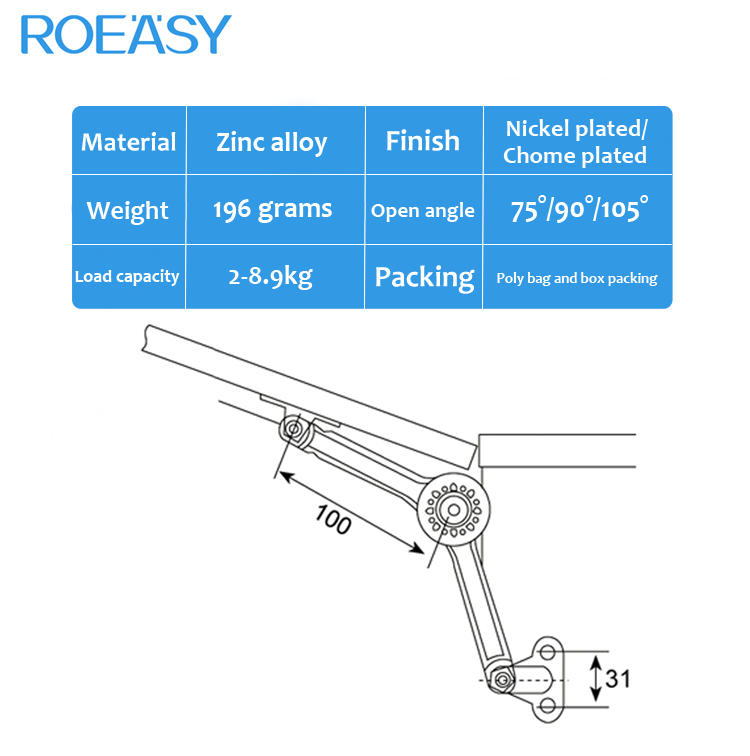 ROEASY FD-B03 Cabinet Flap Stay Lift System Cabinet Door Support Lid