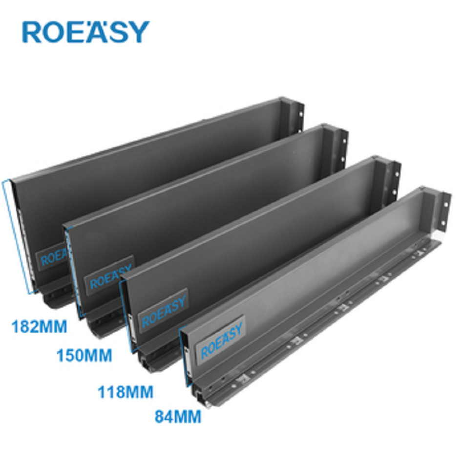 ROEASY Cabinet Kitchen Concealed Drawer Slide Channels Double Wall Soft Closing Metal Slim Box Drawer