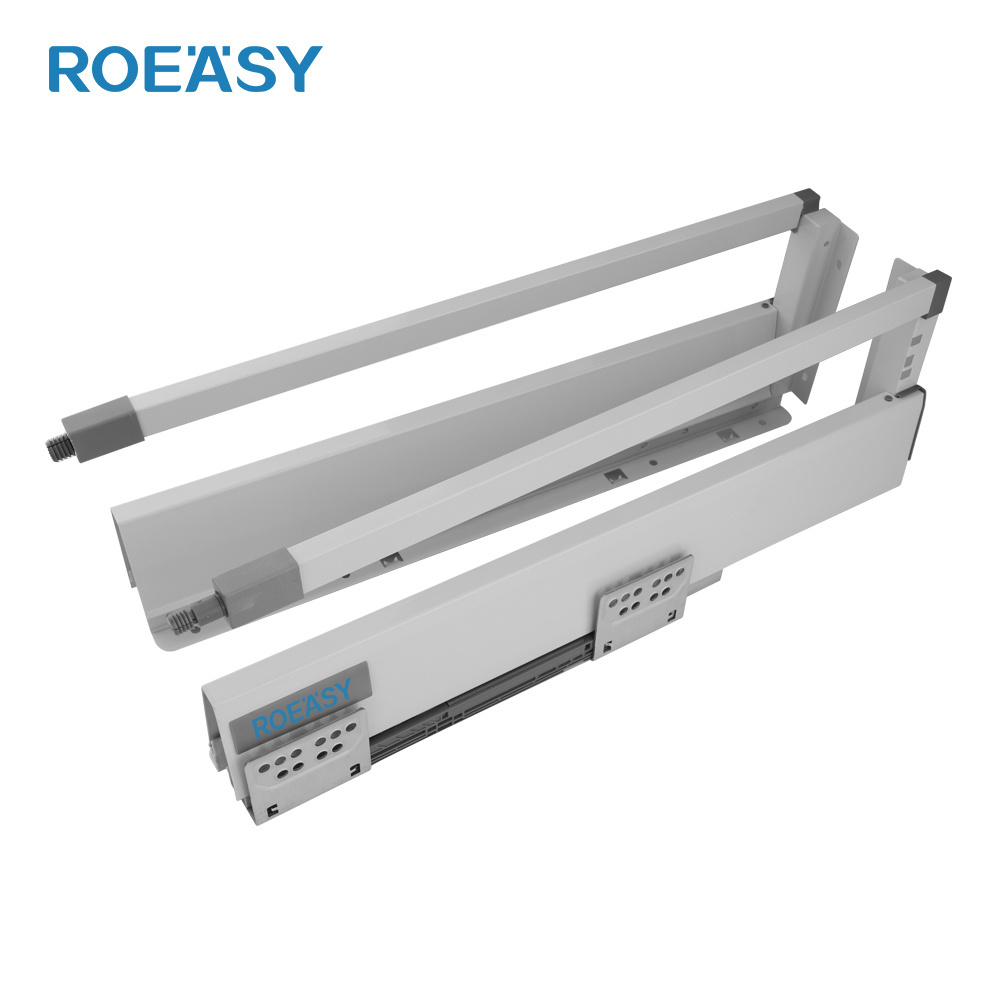 ROEASY Soft Close Drawer Runner System Metal Box Drawer Slides Push To Open Two Way Drawer Slides Telescopic Channel