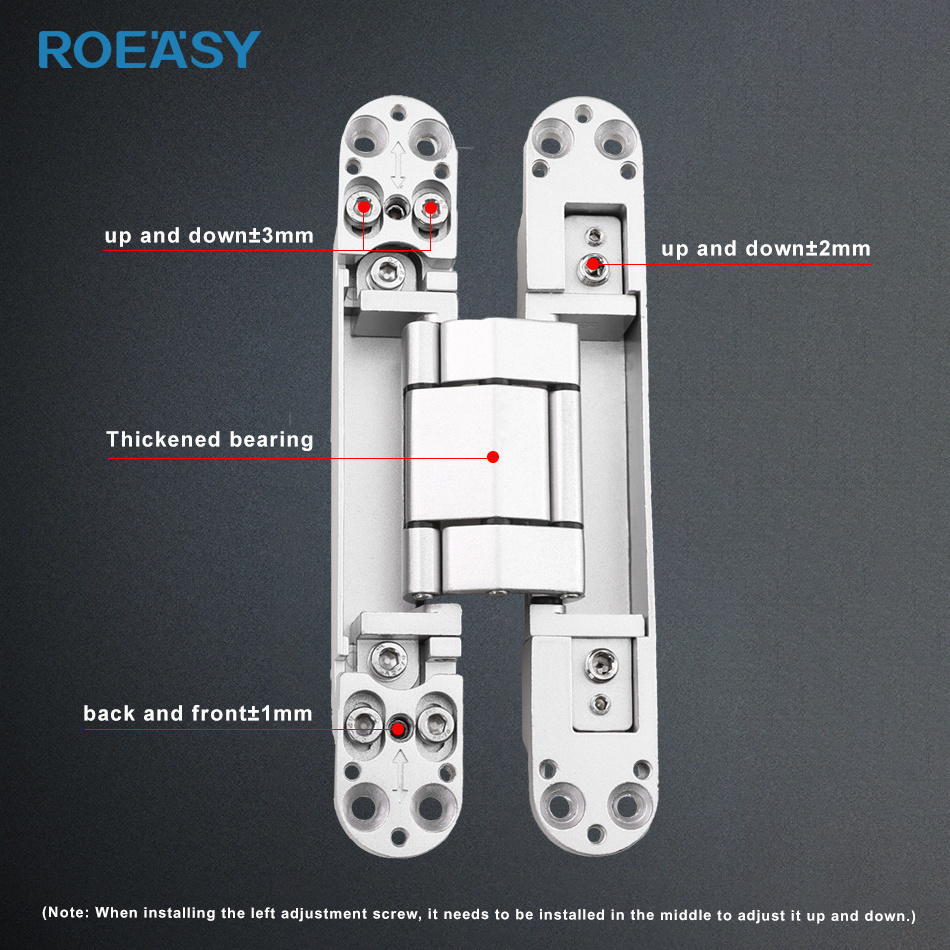 ROEASY heavy duty wood hidden cross hardware invisible gate hinge 3d adjustable concealed door hinge