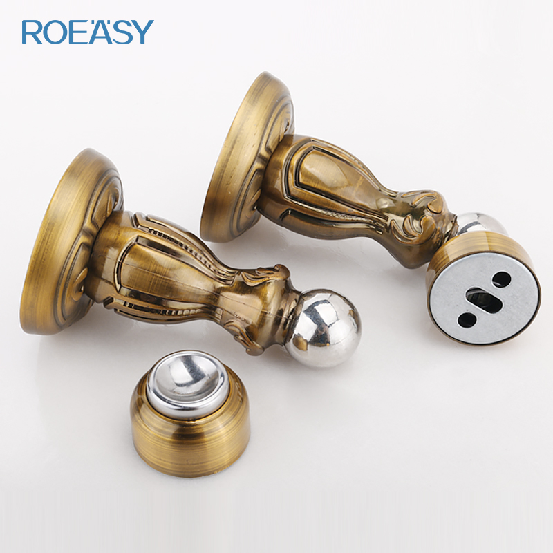 ROEASY  Door Holder  Hardware European style classical interior magnetic door stops gold brass gate door dust stopper