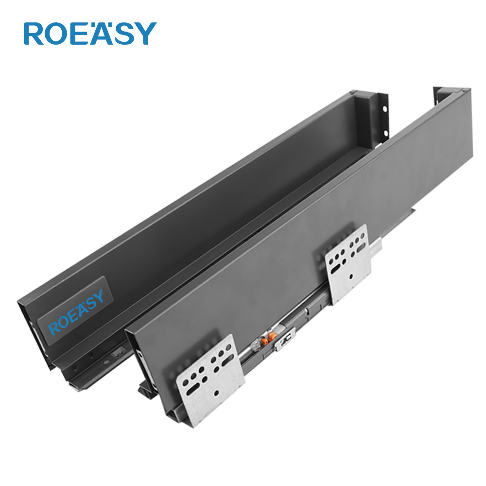 ROEASY Soft Close Slim Drawer Boxes 84mm Height Slide Drawer Channel System Double Wall Drawer Slide for Kitchen