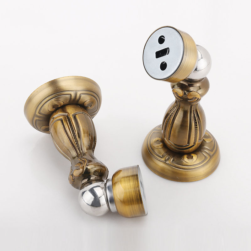 ROEASY  Door Holder  Hardware European style classical interior magnetic door stops gold brass gate door dust stopper