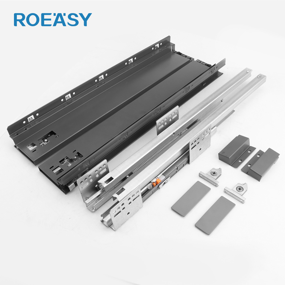 ROEASY Soft Close Slim Drawer Boxes 84mm Height Slide Drawer Channel System Double Wall Drawer Slide for Kitchen