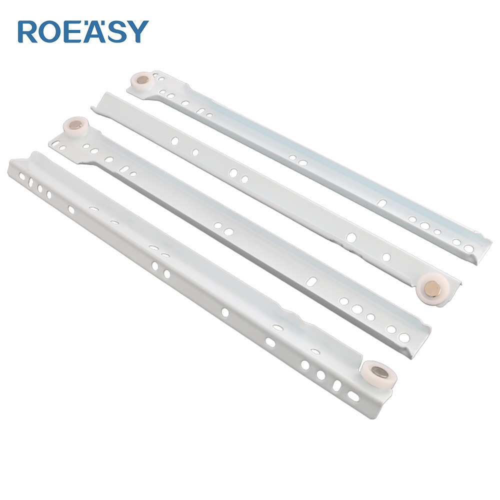 ROEASY Furniture Hardware cabinet rails roller drawer runner telescopic channel powder coating paint drawer slides with roller