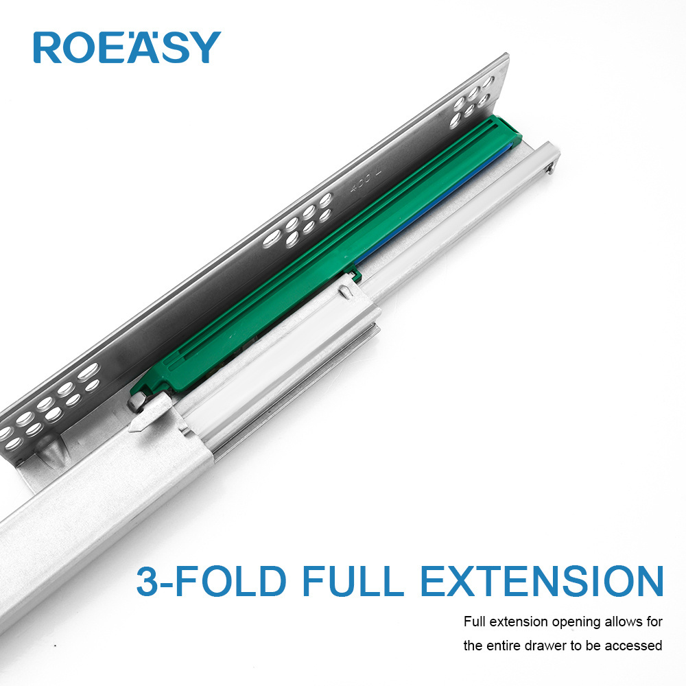 ROEASY Soft Close Under Mount Concealed Hidden Drawer Slide for Kitchen Cabinet Bottom Mounting Telescopic Rail Guide