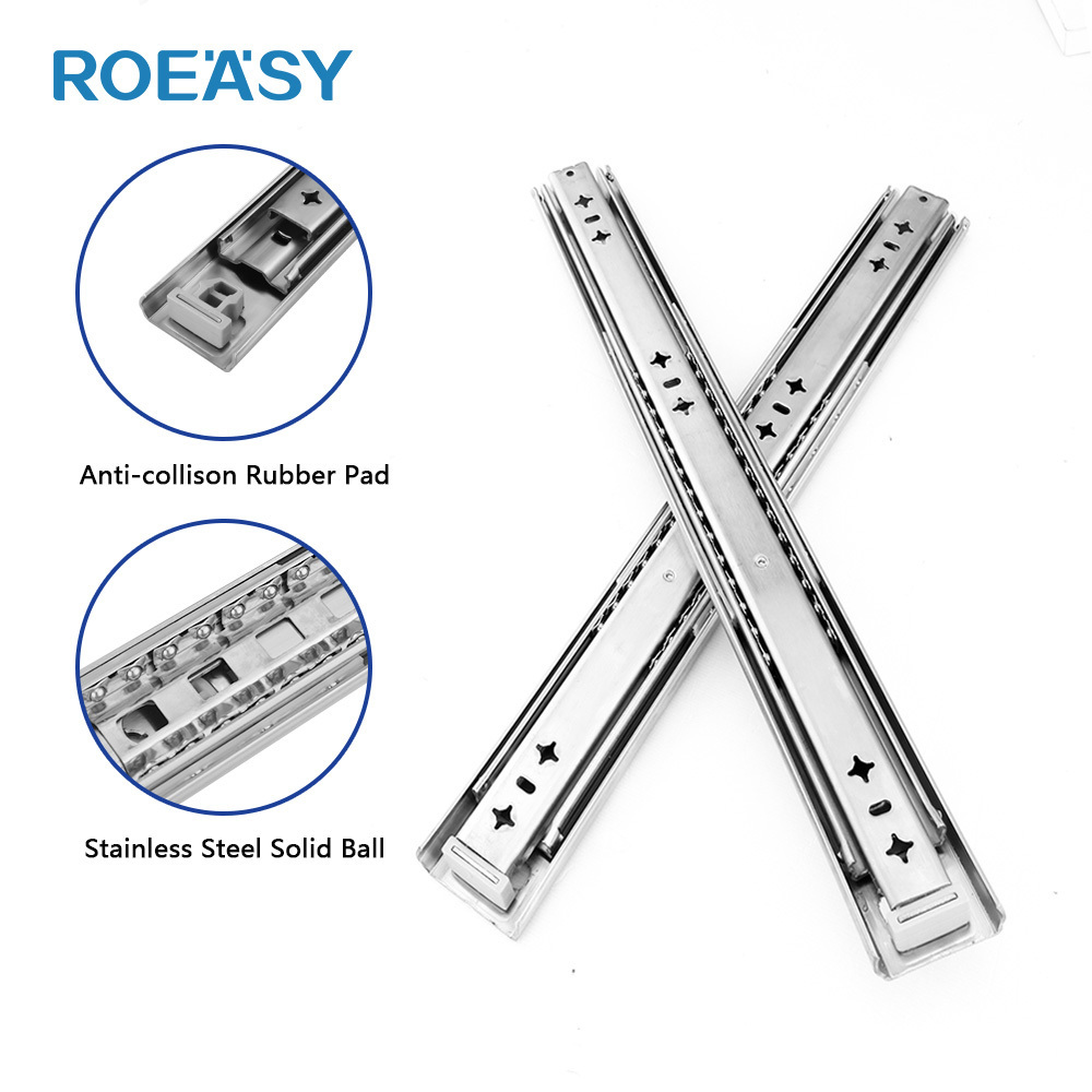 ROEASY Kitchen cabiner drawer 45mm SS201 / SS304 normal heavy duty ball bearing stainless steel drawer slides