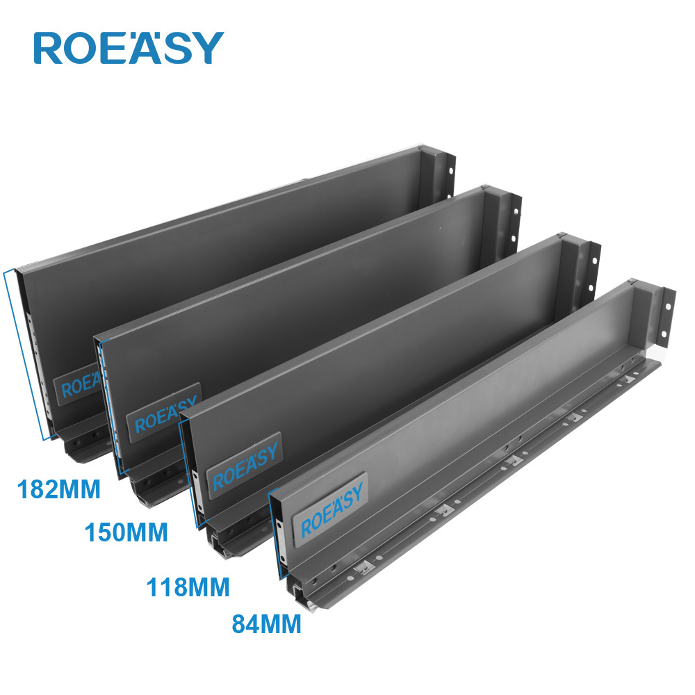 ROEASY Soft Closing Undermount Kitchen Metal Slim Box Cabinet Drawer Slide Double Wall Drawer