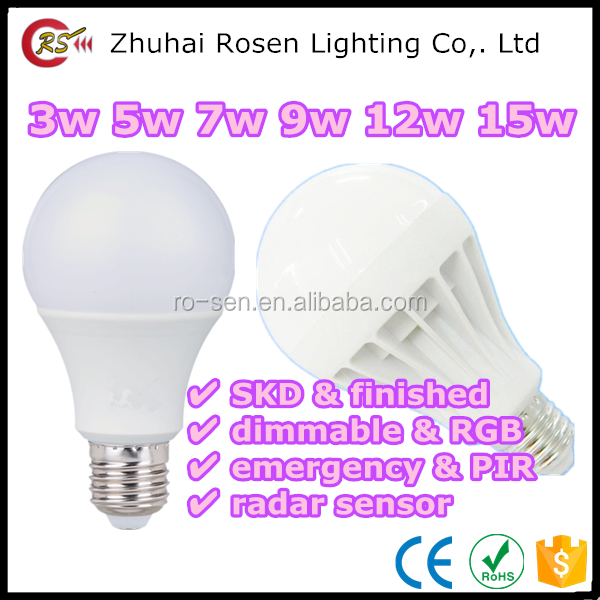 best selling plastic led bulb 3w 5w 7w 9w 12w 15w LED bulb light with plastic and aluminum cover