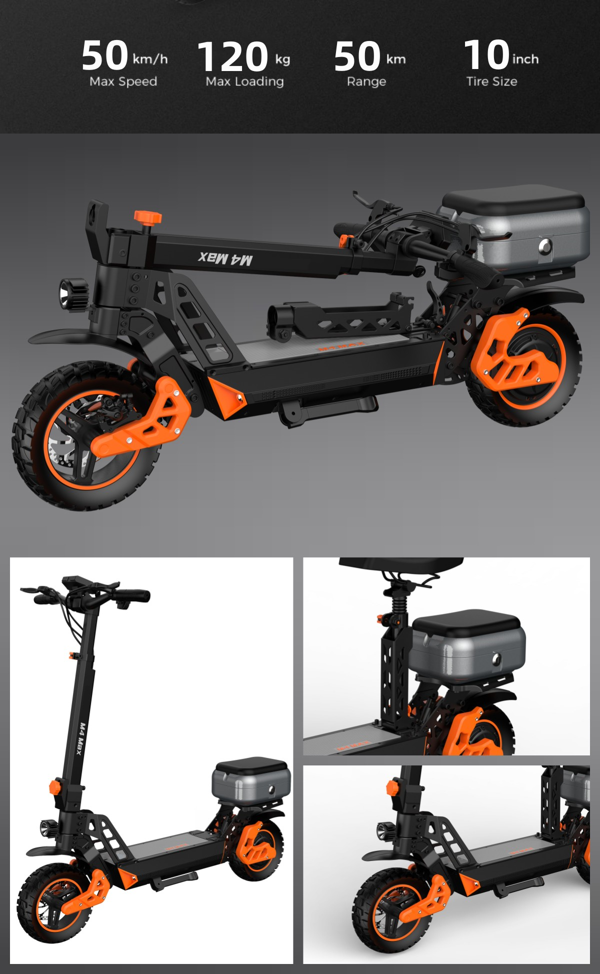 2023  New 10inch  Adults Sports Germany Warehouse Two Wheels Off Road Luggage  Electric Scooters