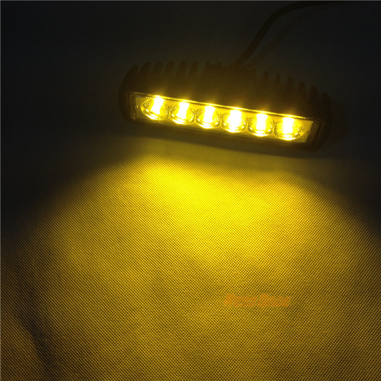 12V 24V 18W 6inch red Amber Led Light Bar Yellow Led Driving Work Headlight Spot Flood Off-Road  Fog Golden Lamp Car OffRoad